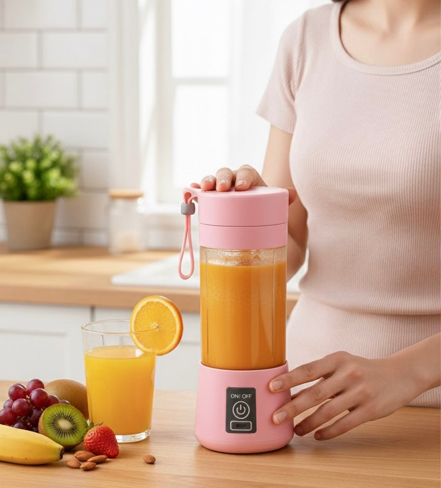 Portable USB Rechargeable Blender – Mini Smoothie & Juicer Cup (Pink)