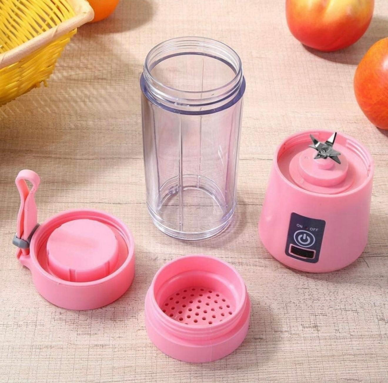 Portable USB Rechargeable Blender – Mini Smoothie & Juicer Cup (Pink)