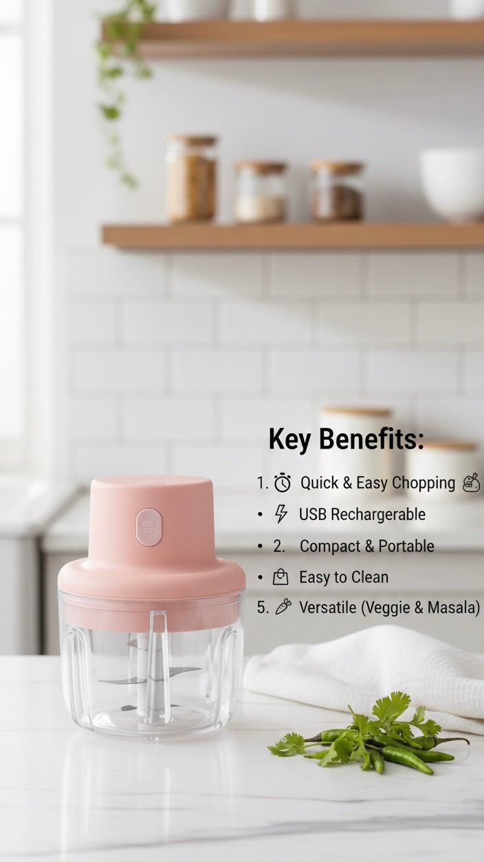 Mini USB Rechargeable Electric Food Chopper – Smart & Compact