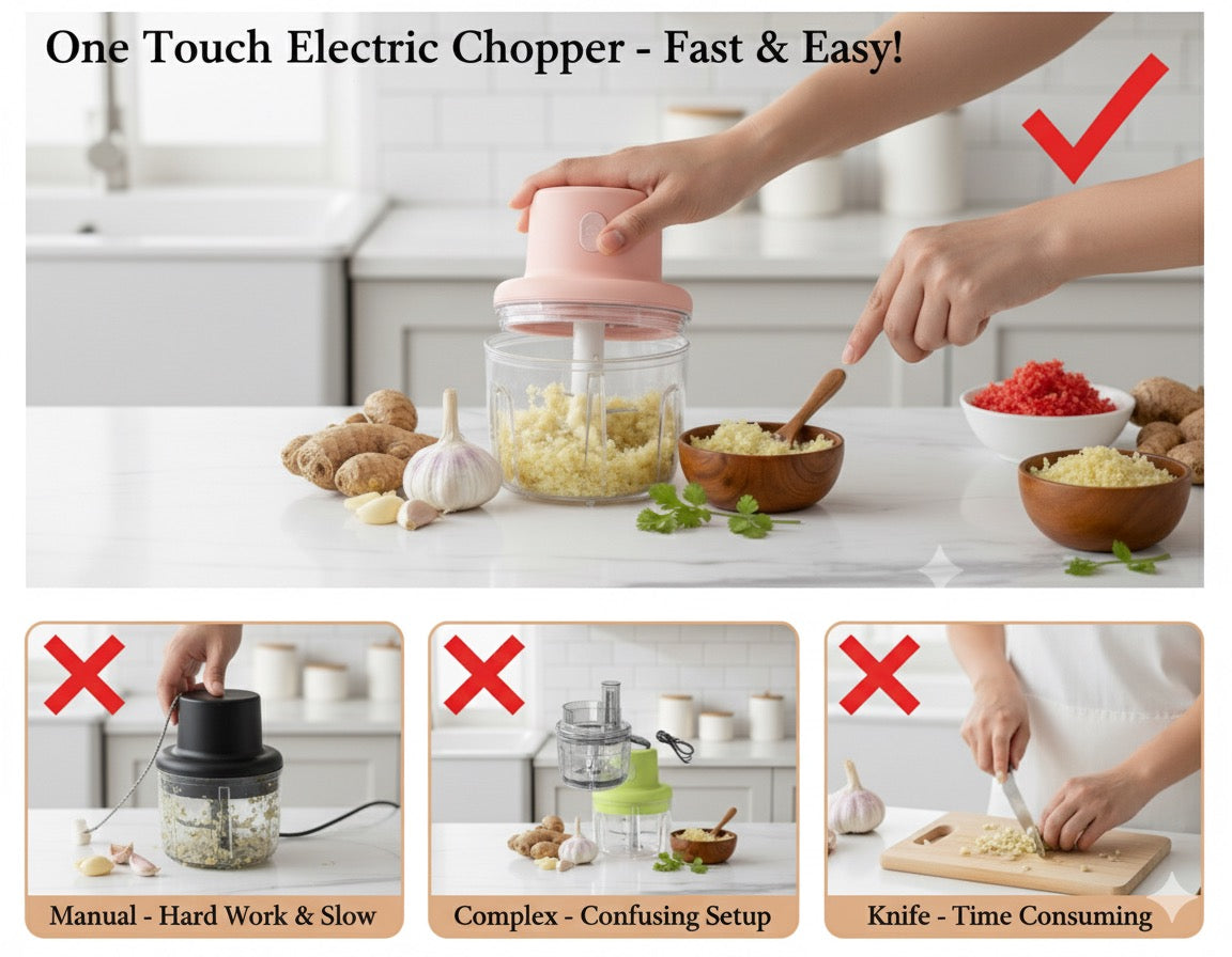 Mini USB Rechargeable Electric Food Chopper – Smart & Compact