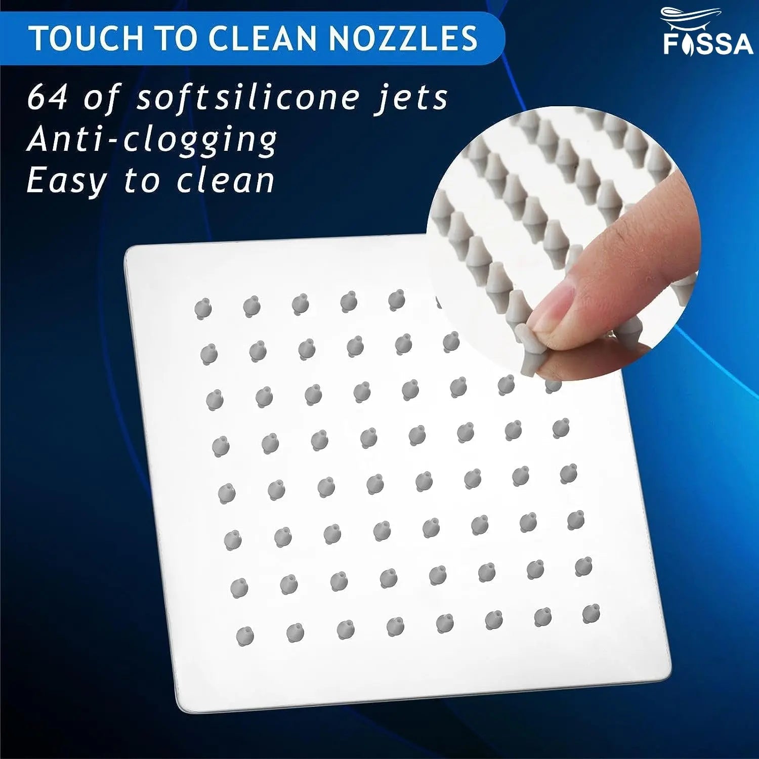 Fossa 6X6 Inch Rain Shower - Fossa Square High Pressure Shower Head Made of 304 Stainless Steel (Without ARM Finish)-4